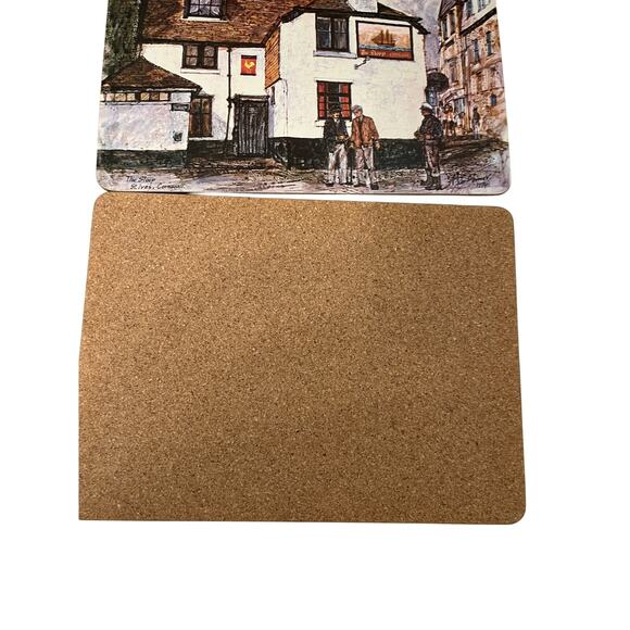 Clover Leaf Placemats Olde Inns of England Set of 6 9 x 8" Cork Backs - Picture 9 of 10